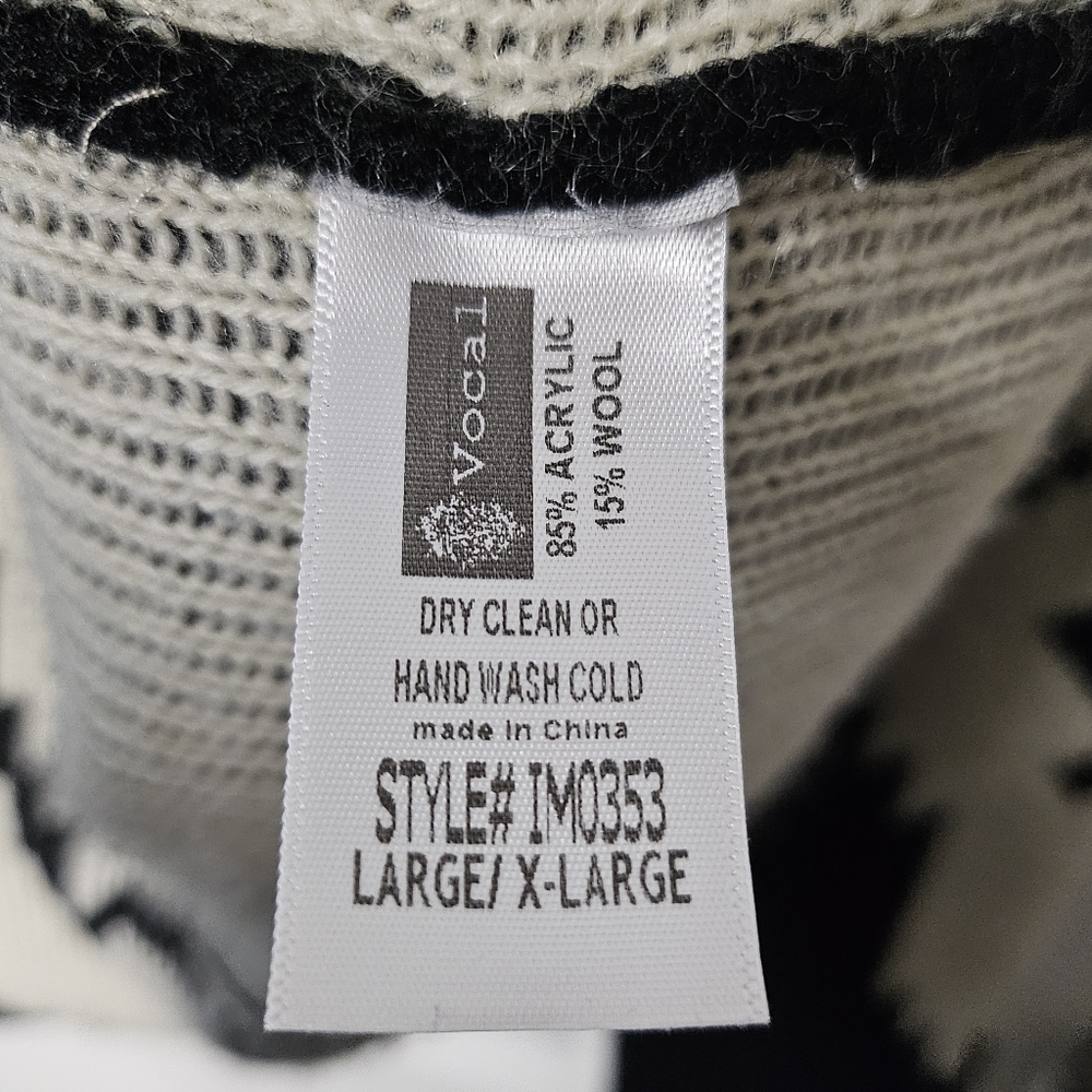 Aztec Cardigan Southwestern Open Front Waterfall Drape Cozy Knit Large X-Large - Picture 9 of 14